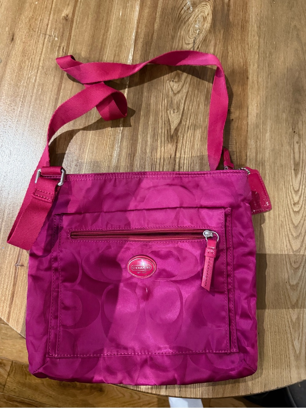 Coach Hot Pink Nylon Signature Crossbody Bag